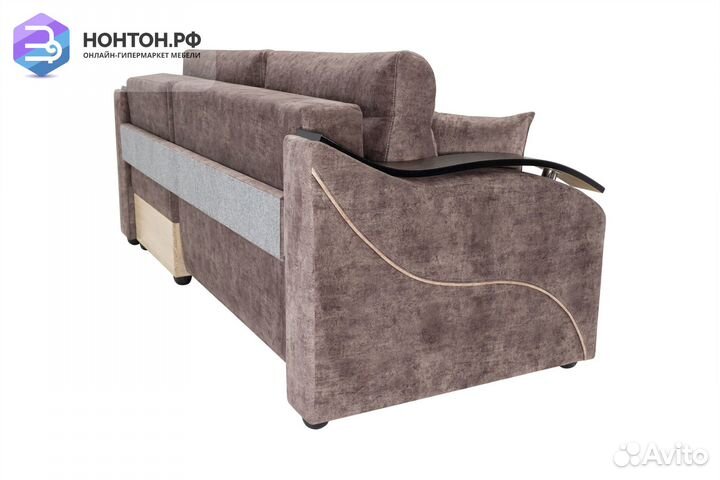 Диван угловой тик-так Милан коричневый / бежевый