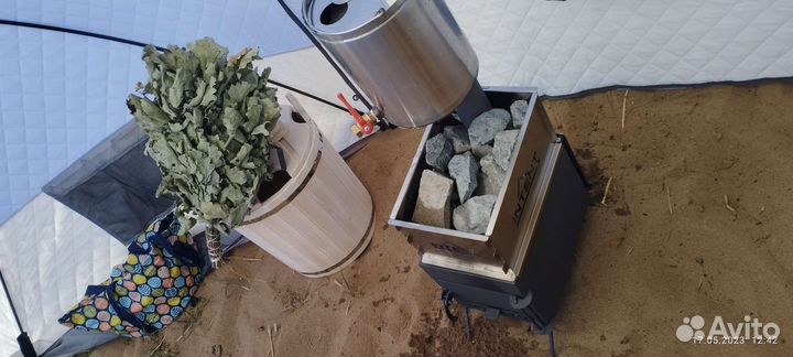 Походная баня с печкой на сутки