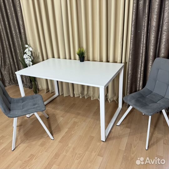 Обеденный стол Лофт 130*80 см. Белые ножки