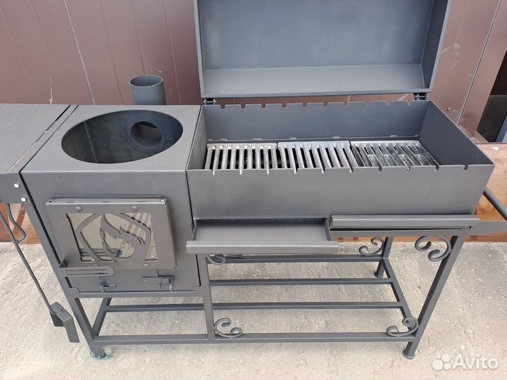 Мангал с печью передвижной