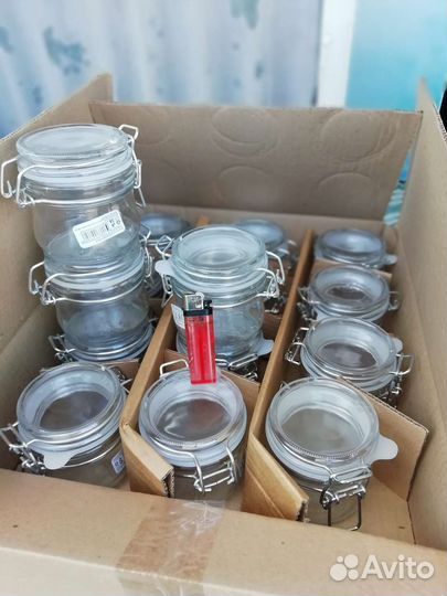 Банка стеклянная 250 мл. 60 шт. (бугельный замок)