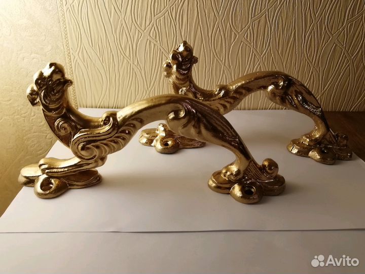 Ручки дверные винтажные силумин. Цвет золото