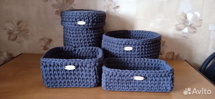 Корзинки вязаные из трикотажной пряжи