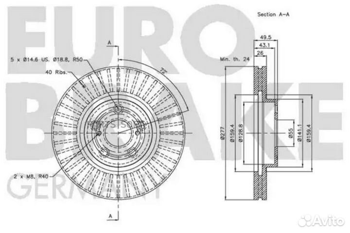 Eurobrake 5815204590 Диск тормозной передн. вент