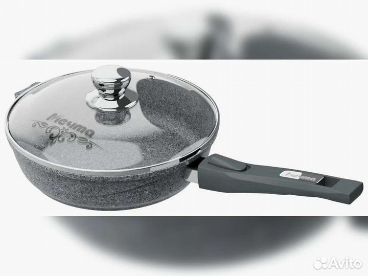 Сковорода d28 съемн ручка с крышкой Premium grey