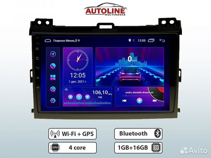 Магнитола Toyota Prado 120 (2002-2009). 1/16 AW