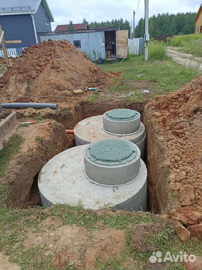 Септик, выгребная яма, кессон из бетонных колец