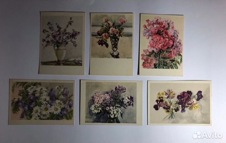 Набор открыток Цветы, 1954 г
