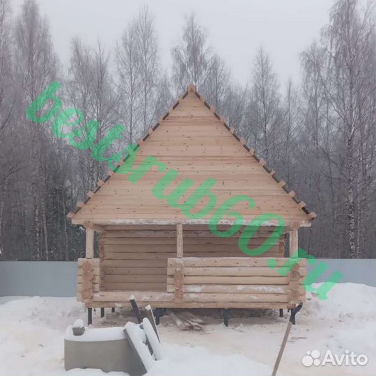 Сруб 6х4+2м рубленая веранда с мансардой
