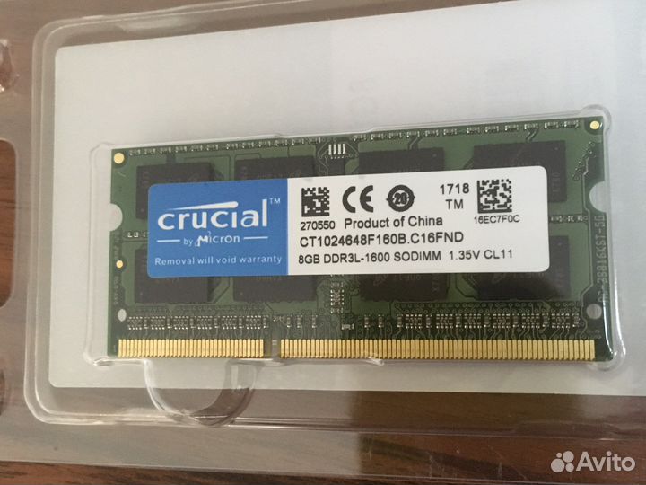 Новая память 8 Гб ddr3L для ноутбука