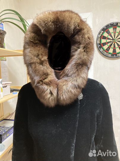 Шуба мутоновая с капюшоном