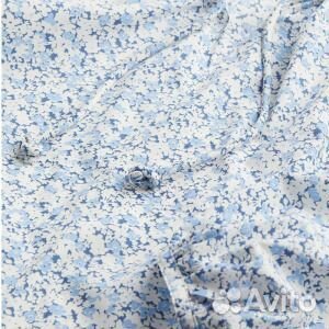 Блузка H&M Balloon-sleeved, голубой с цветочным уз