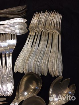 Вилки ложки кокотницы мельхиор Пламя СССР