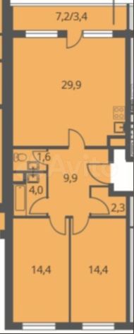 2-к. квартира, 79,9 м², 12/25 эт.