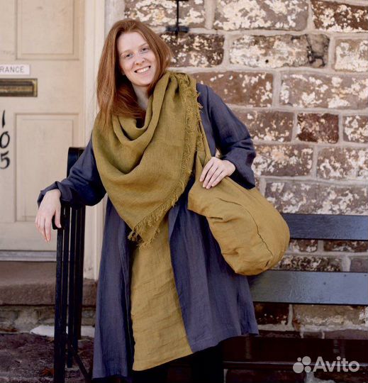 Льняной платок шарф шаль палантин