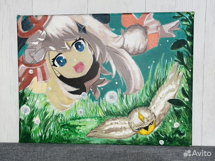 Рисунок на холсте геншин