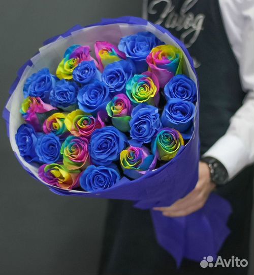 Радужные розы Доставка цветов