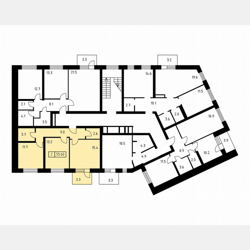 2-к. квартира, 55,6 м², 2/3 эт.