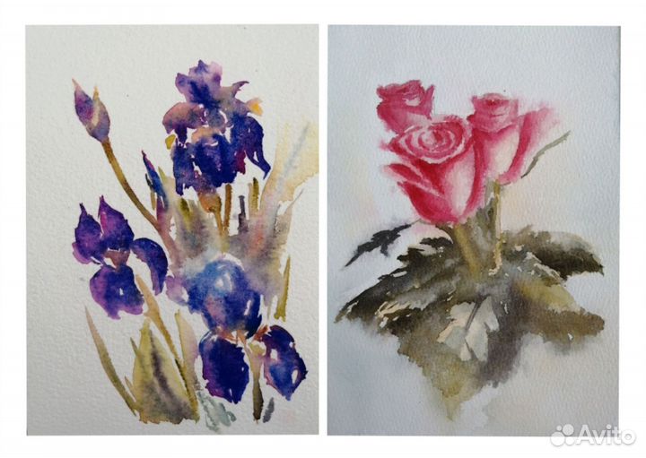 Картина мини открытка акварелью
