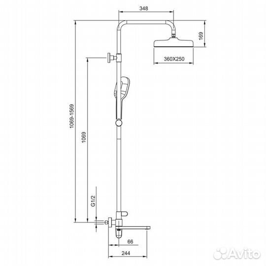 Душевая стойка со смесителем Gappo G2410-6