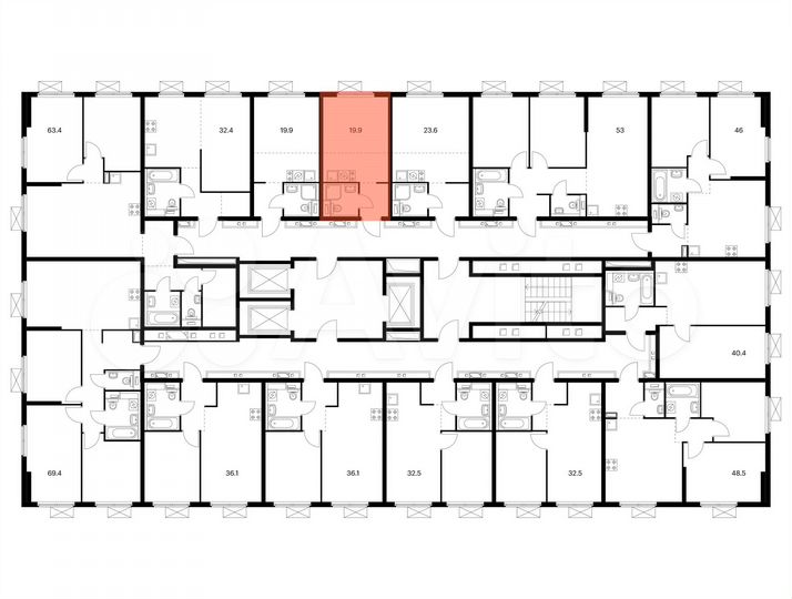 Квартира-студия, 19,9 м², 12/25 эт.