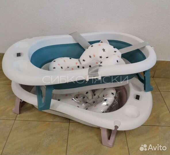Складная ванночка Luxmom с термодатчиком и гамаком