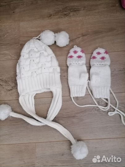 Комплект шапка и рукавицы-митенки