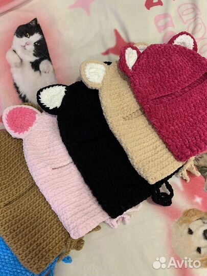 Балаклава с ушками вязаная женская