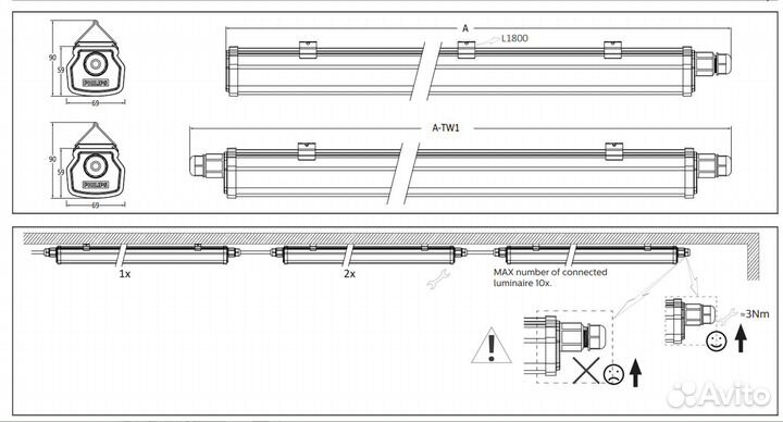 Светильник Philips ledinaire WT060C Waterproof