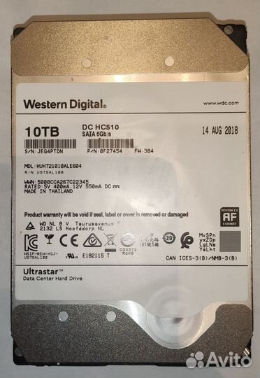 Серверный жесткий диск 10 Тб DC HC510 (гелиевый)