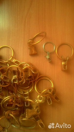 Кольцо-крепление с зажимом, 35 шт, цвет-золото, сс