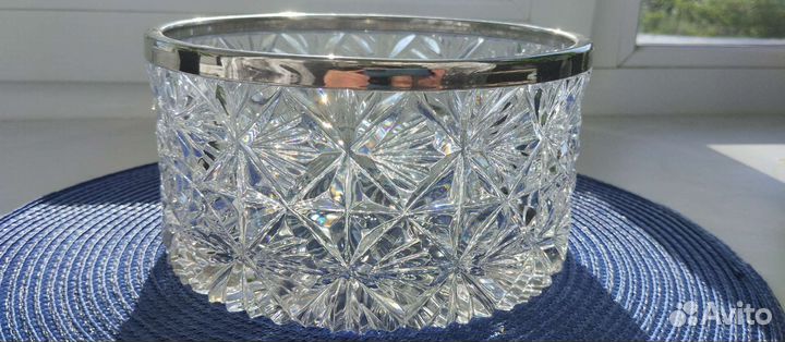 Хрустальная салатница СССР с ободком