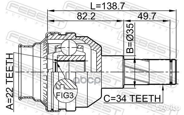 ШРУС внутренний перед лев 1111T200 Febest