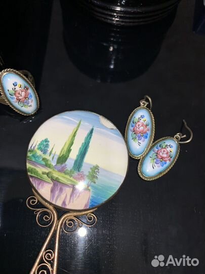 Винтажные зеркальце серьги кольцо