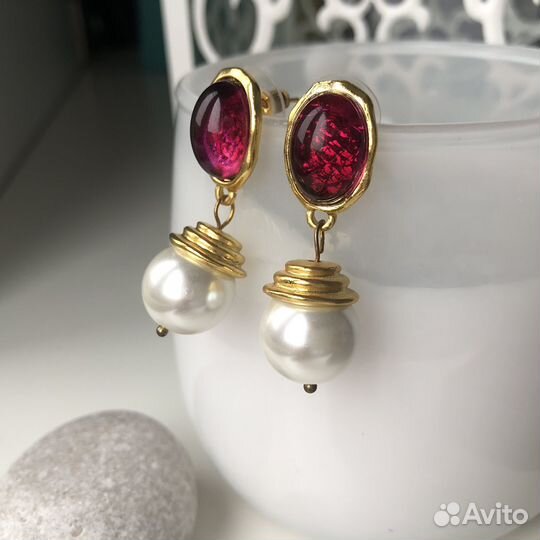 Серьги винтажные Vintage с жемчугом