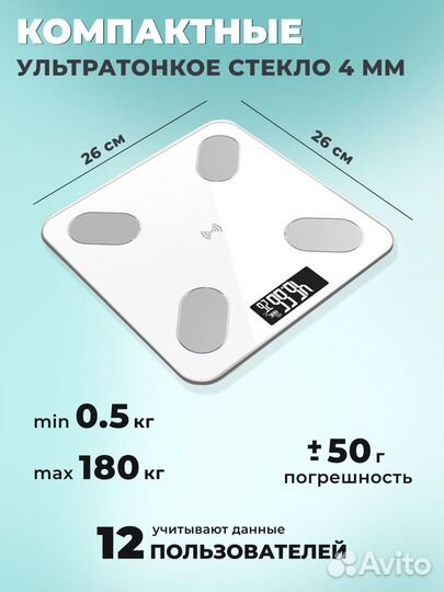 Умные электронные напольные весы с WI-FI