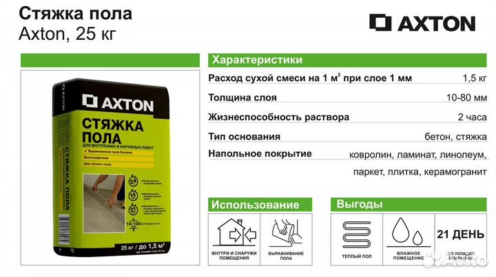 Стяжка пола Axton 25 кг