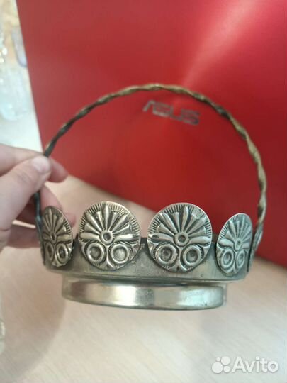 Конфетница СССР мельхиор+ хрусталь