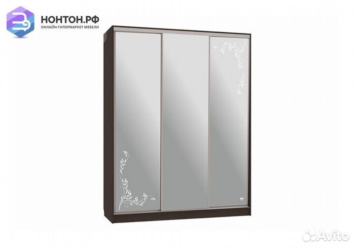 Шкаф-купе Бассо 4-600 цветы 2 венге