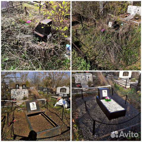 Уборка могил на кладбище,покраска