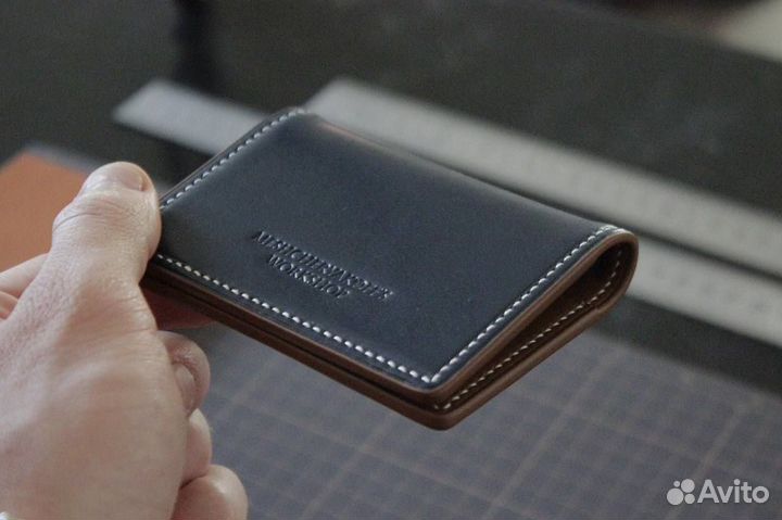 Кожаный мини кошелек ручной работы