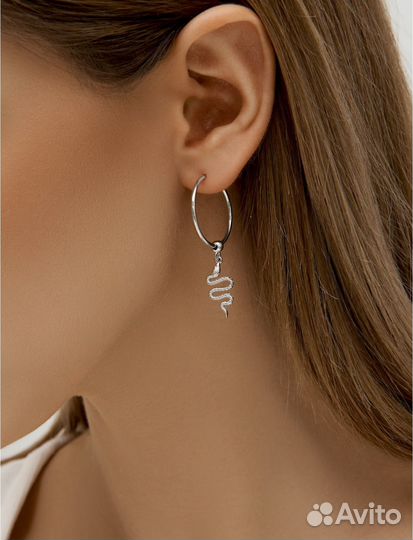 Серьги кольца серебро 925