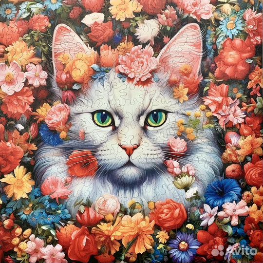 Кот деревянный пазл