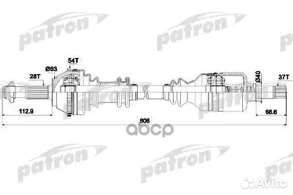 Полуось лев fiat: Ducato, peugeot: Boxer 1.9-2