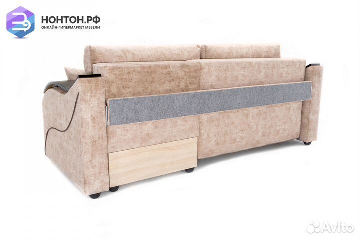 Диван угловой тик-так Милан бежевый / коричневый