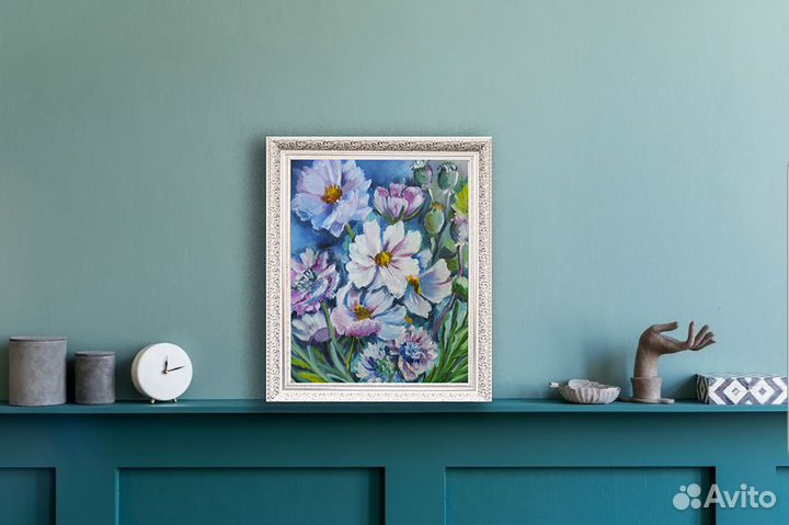 Картина с цветами космеи 