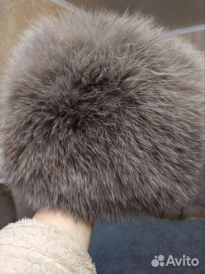 Шапка серая пушистая