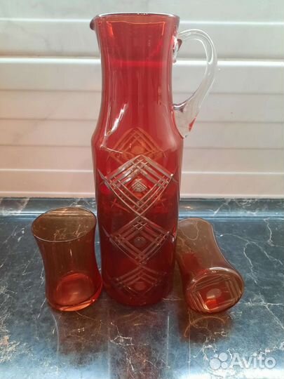 Предметы сервировки, красное стекло, СССР