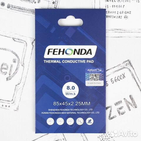 Термопрокладки Fehonda 2.25 мм, 8Вт 85x45