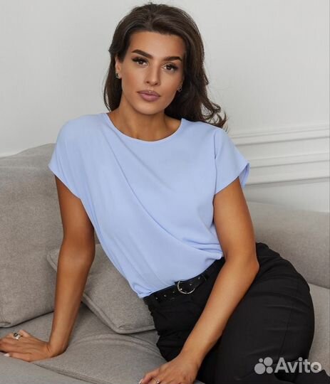 Женская голубая блузка размер 48 и 56